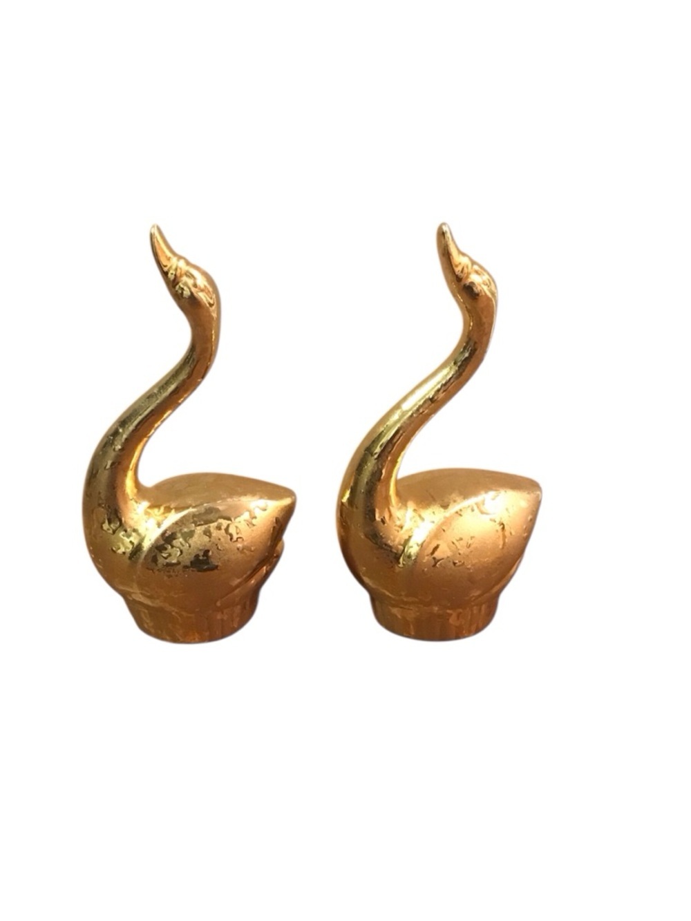 Vintage MCM Weeping Gold Swan Figurines